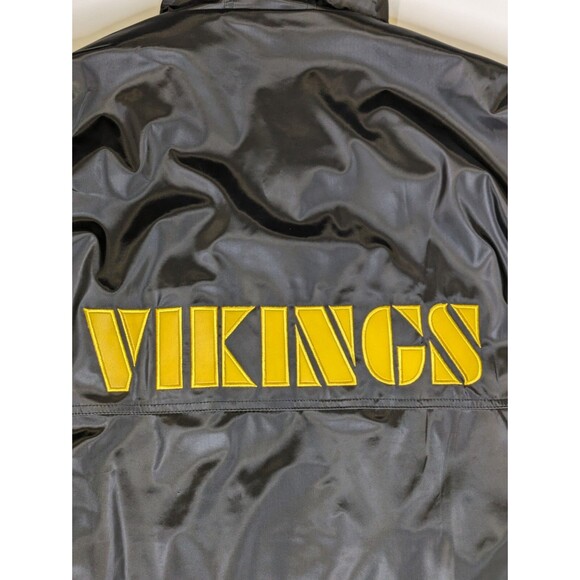 Minnesota Vikings Parka Jacket Mens XL Black Hooded Full Zip Vintage - Picture 3 of 13